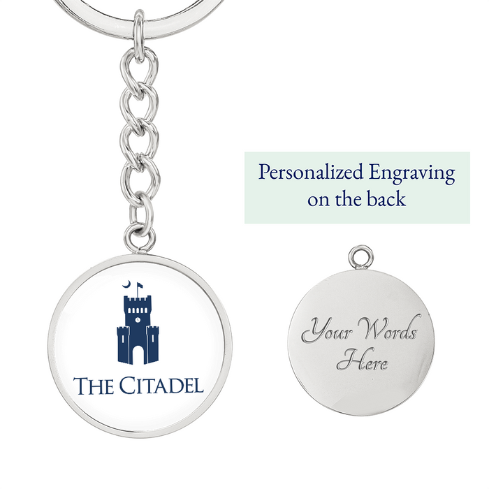 The Citadel, Barracks logo, Circle Keychain - Silver