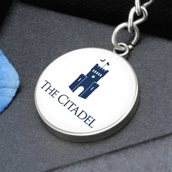 The Citadel, Barracks logo, Circle Keychain - Silver