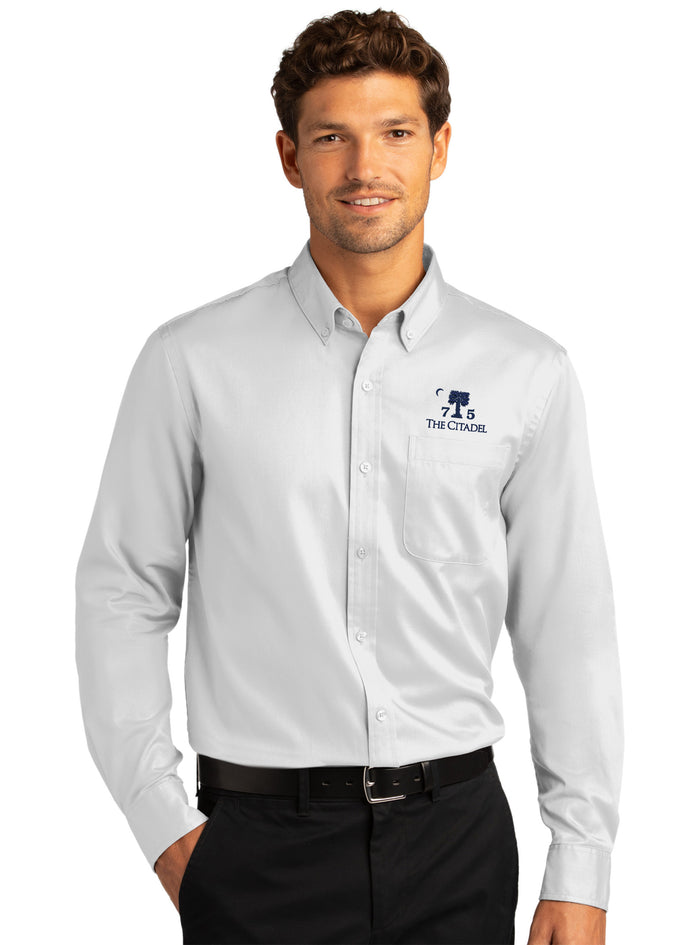 The Citadel, Big Red, Class of 1975, Long Sleeve Twill Shirt - White