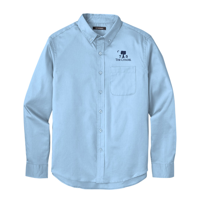 The Citadel, Big Red, Class of 1975, Long Sleeve Twill Shirt - Carolina Blue