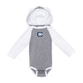 The Citadel, Bulldog, Infant Fine Jersey Character Hooded Long Sleeve Bodysuit with Ears - Gray/White