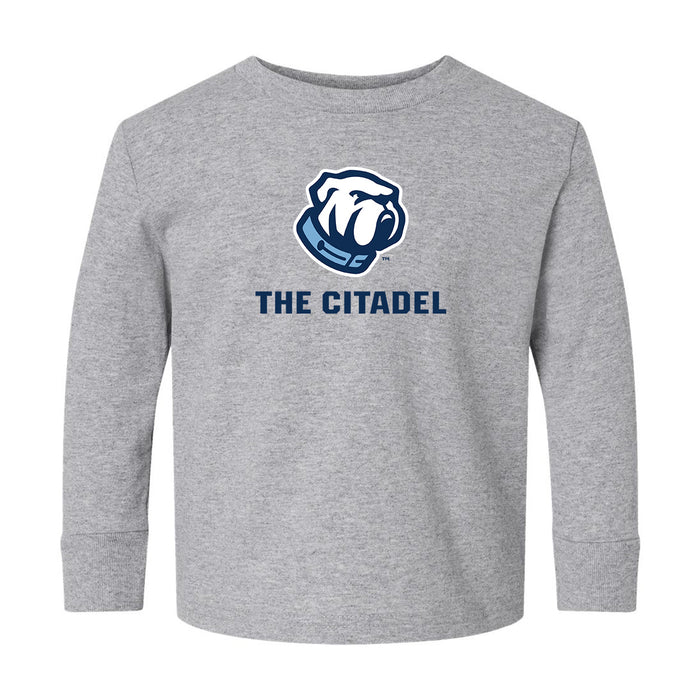 The Citadel, Bulldog, Toddler Cotton Jersey Long Sleeve Tee - Gray