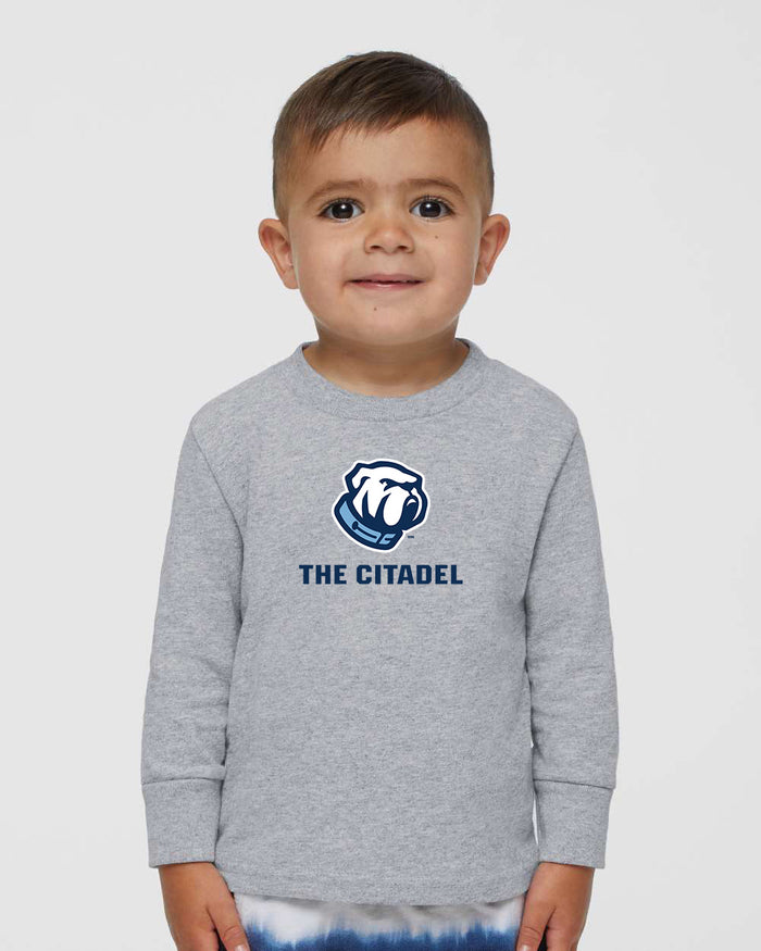 The Citadel, Bulldog, Toddler Cotton Jersey Long Sleeve Tee - Gray