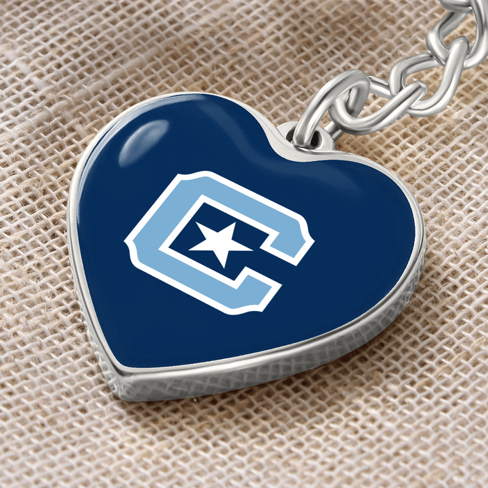 The Citadel, C Star logo, Heart Keychain - Silver
