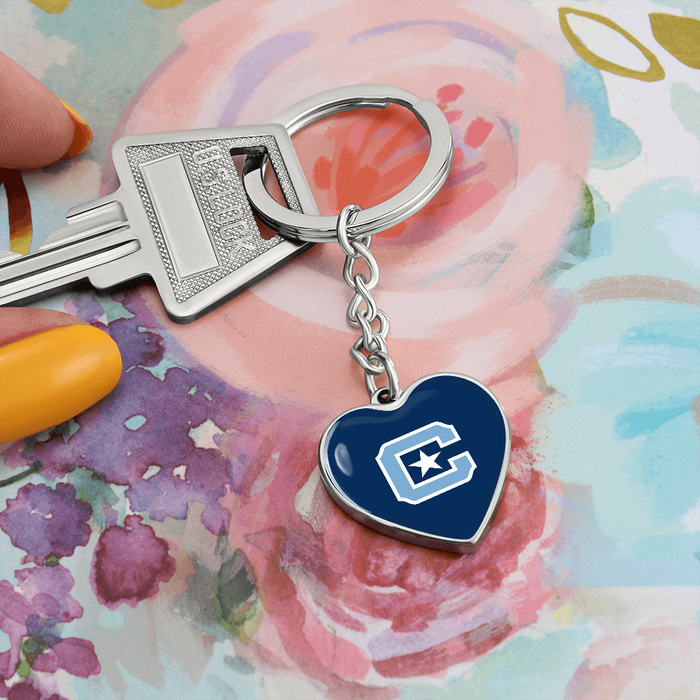 The Citadel, C Star logo, Heart Keychain - Silver