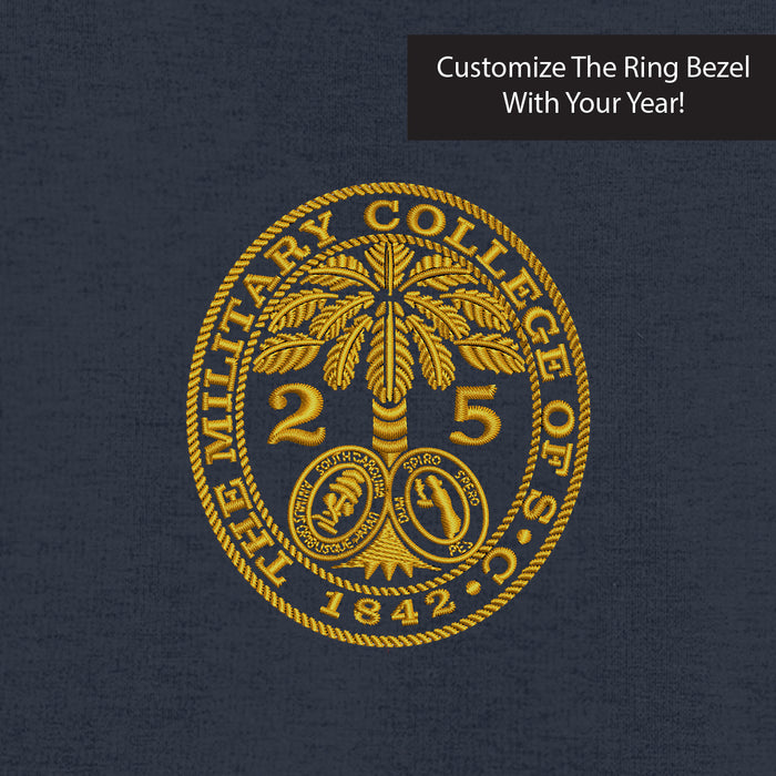 The Citadel, Customizable (Your Year) Embroidered Ring Bezel Design, Brooks Brothers® Double-Knit Full-Zip Hoodie - Navy