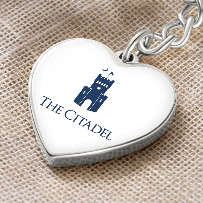 The Citadel, logo, Heart Keychain - Silver
