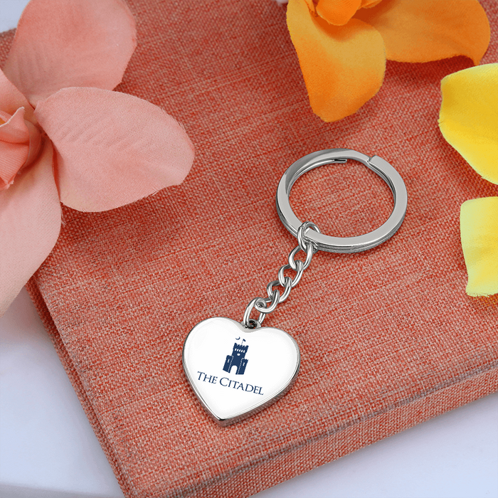 The Citadel, logo, Heart Keychain - Silver