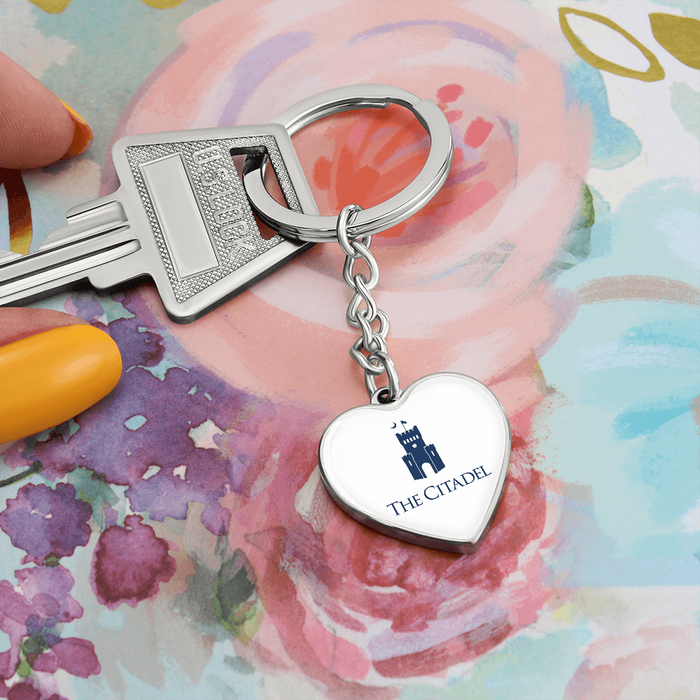 The Citadel, logo, Heart Keychain - Silver
