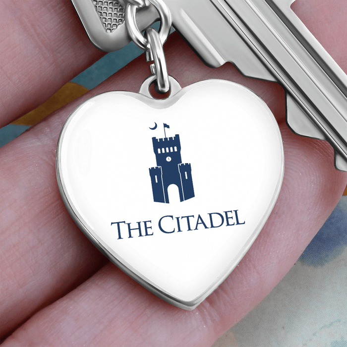 The Citadel, logo, Heart Keychain - Silver