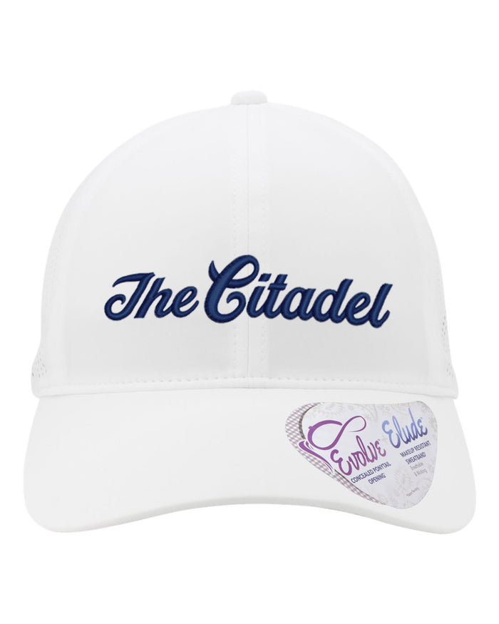 The Citadel, Script, Women's Perforated Performance Cap White