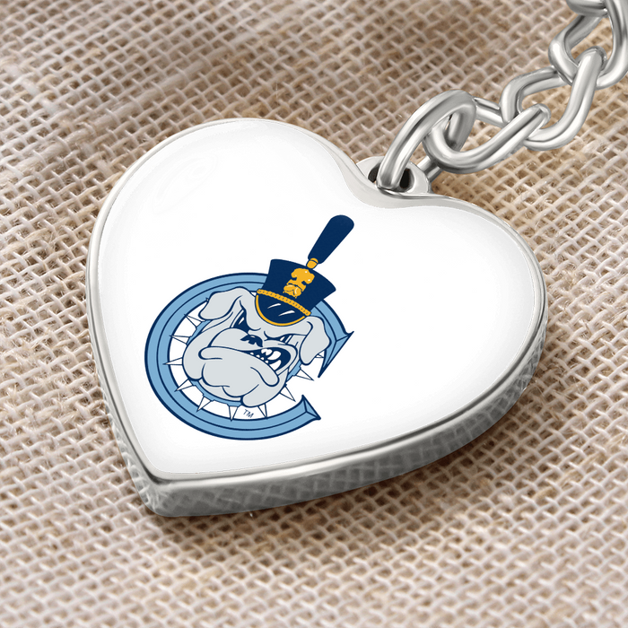The Citadel, Spike C logo, Heart Keychain - Silver