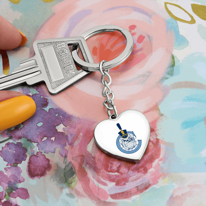 The Citadel, Spike C logo, Heart Keychain - Silver