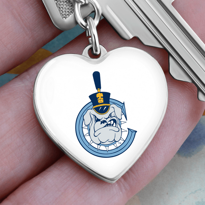 The Citadel, Spike C logo, Heart Keychain - Silver