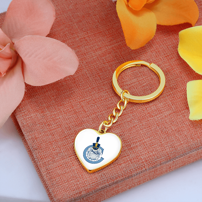 The Citadel, Spike C logo, Heart Keychain - Gold