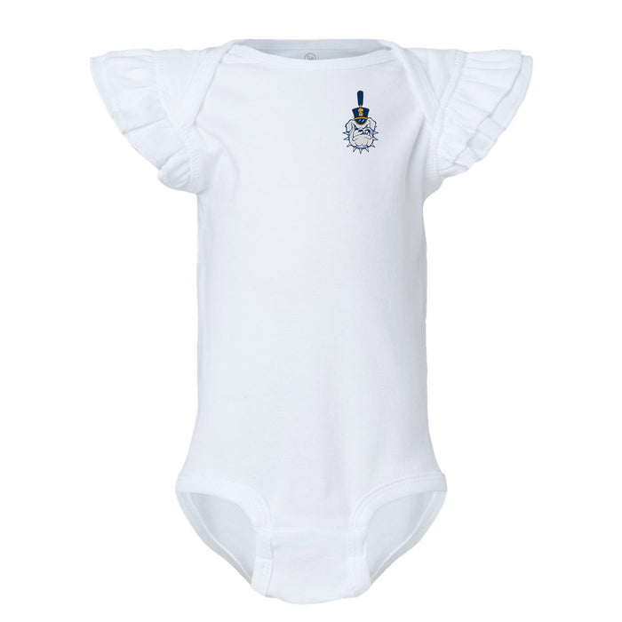 The Citadel, Spike, Infant Flutter Sleeve Baby Rib Bodysuit - White