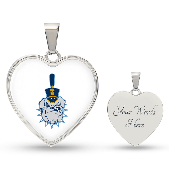 The Citadel, Spike logo, Heart Necklace - Silver