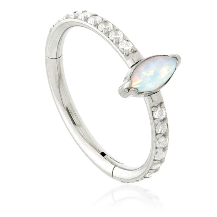 Titanium Hinged 1.2x10mm  with cz or synthetic opal Marquise - Pic&Mix The Body Jewellery Shop