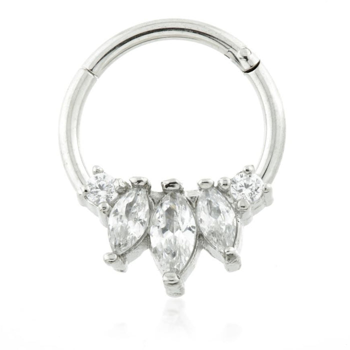 Titanium Marquise Gem ring 1.2x8mm - Pic&Mix The Body Jewellery Shop