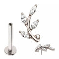Titanium Threadless Labret - Silver Vine - Pic&Mix The Body Jewellery Shop