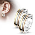 Triple Dome Stainless Steel Hoop Earrings – Hypoallergenic Piercing Jewellery (Pair) - Pic&Mix The Body Jewellery Shop