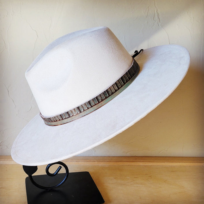Turquoise southwest print leather hat band, additional view