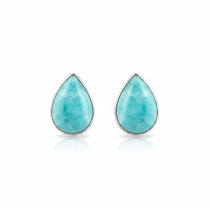 Wildflower Artisans teardrop turquoise stud earrings, 10mm, sterling silver setting. One of a kind.