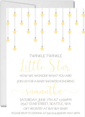 neutral yellow twinkle twinkle baby shower invitations hanging star design