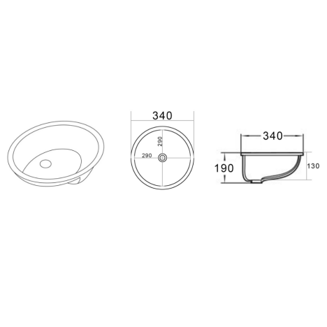 Under Counter Basin 340x340x190mm