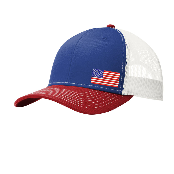 U.S. Port Authority® Snapback Trucker Cap - Blue/Red/White