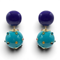 Valentina Purple And Turquoise Resin Studded Pierced Earrings