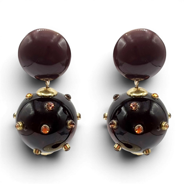 Valentina Tortoise And Tortoise Resin Studded Pierced Earrings