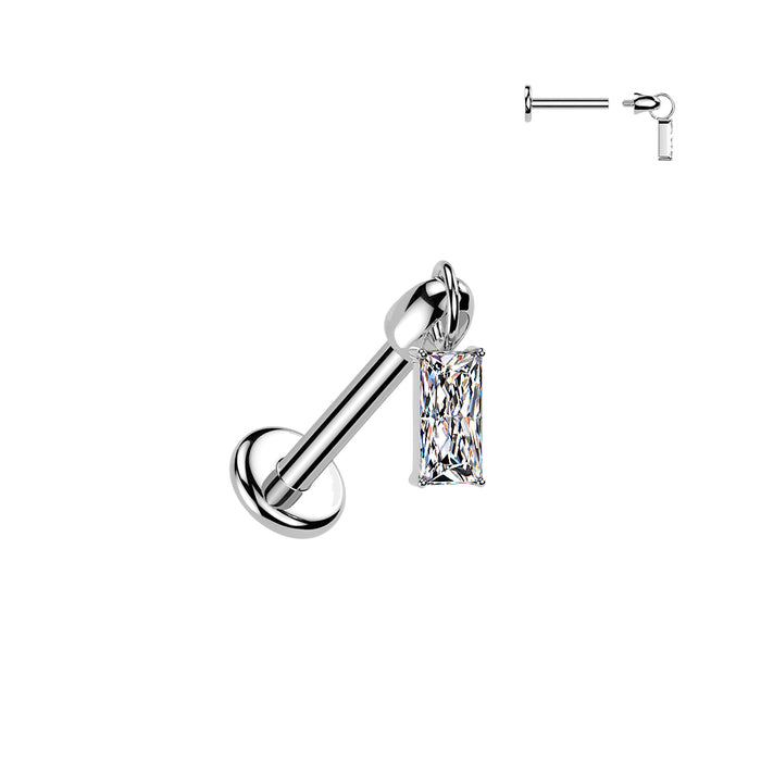 Hidden Helix Labret With CZ Baguette Dangle 1.2x6mm - Pic&Mix The Body Jewellery Shop