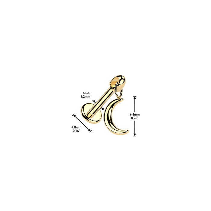 Hidden Helix Labret With Moon Dangle 1.2x6mm - Pic&Mix The Body Jewellery Shop