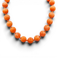 Vicenza Coral Resin Carved Seventeen And One Halfinches Melon Bead Necklace
