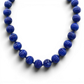Vicenza Sapphire Resin Carved Seventeen And One Half Inches Melon Bead Necklace