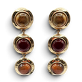 Violetta Three Stone Carnelian And Amber Resin Pierced Earrings