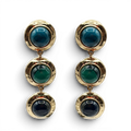 Violetta Three Stone Turquoise And Malachite Resin Pierced Earrings