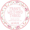 Personalized wild and three party favor sticker